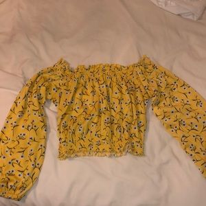 Off the shoulders yellow top